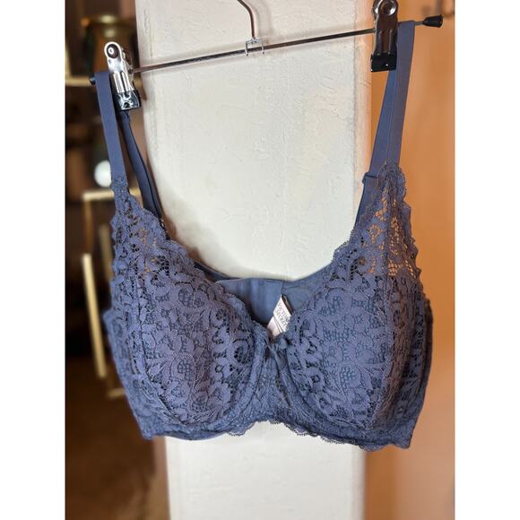 Body By Victoria Secret Bra 36DD Lined Demi Blue Lace Multiway Coquette Push Up - Picture 3 of 7